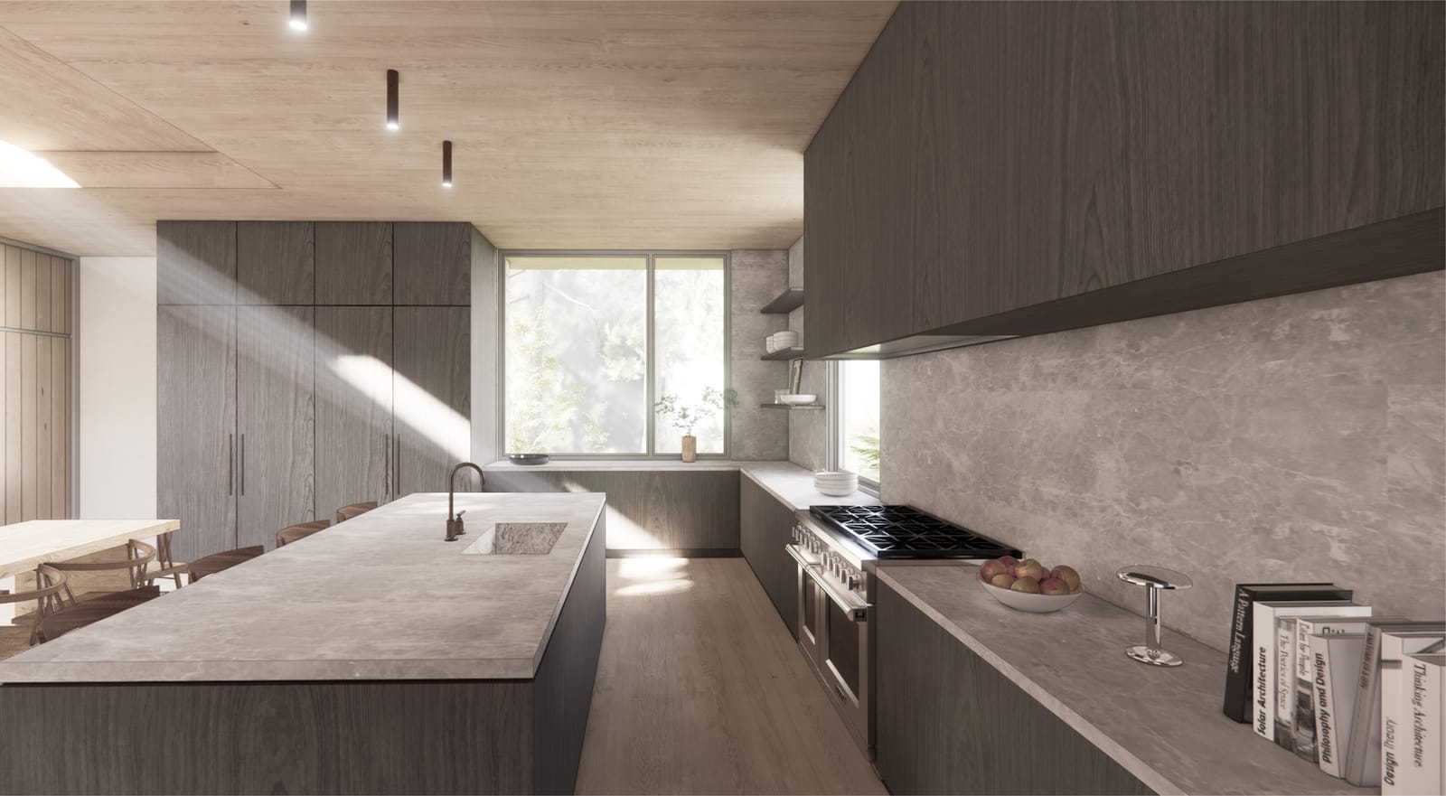 Kitchen island with sink and Thermador range